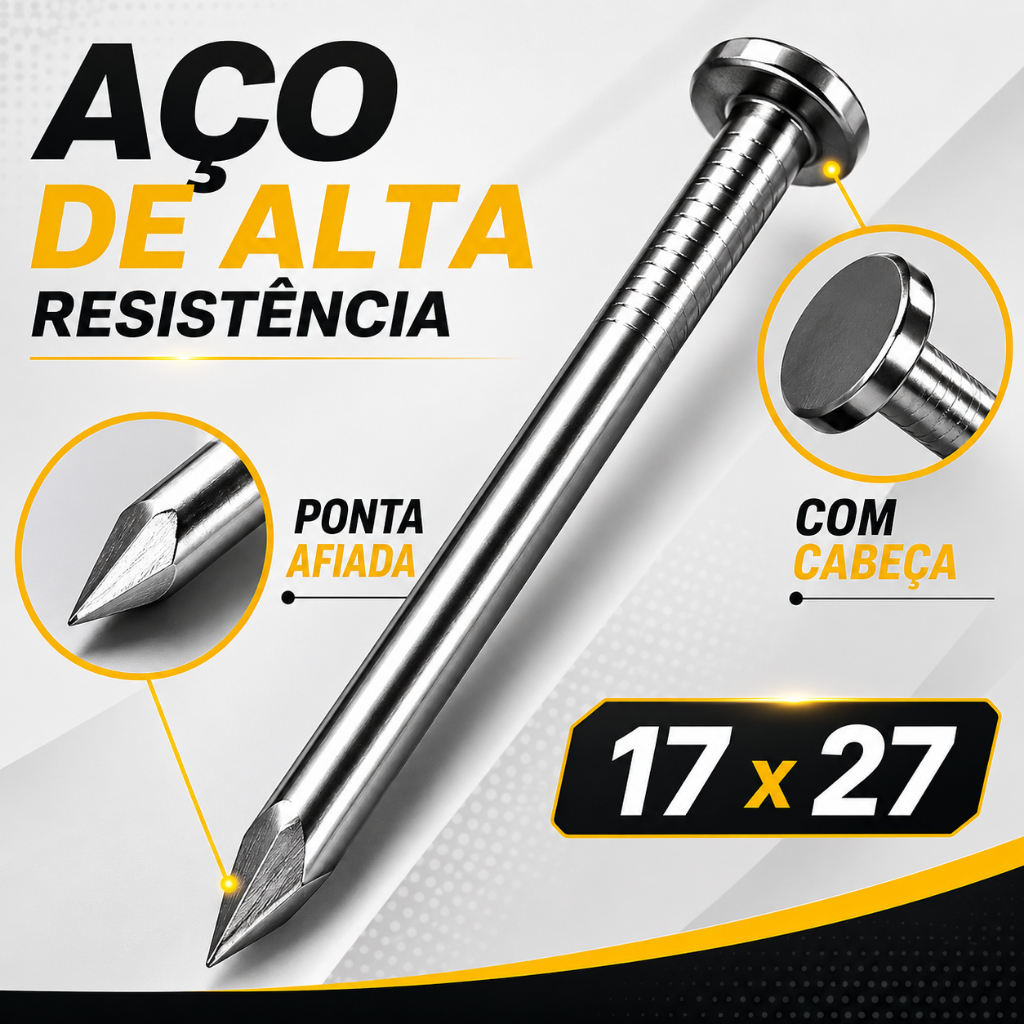 PREGO DE AÇO COM CABEÇA 17X27 100/200/300/400 ALGOM