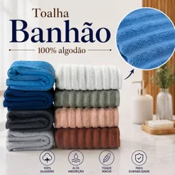 Toalha Banhão Gigante E Rosto 100% Algodão Alta Absorção Toque Macio Aveludada Enxuga Bem Wave Habitat