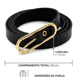Cinto de couro feminino, varias cores disponíveis, 116 cm de comprimento e 1,5 cm de largura
