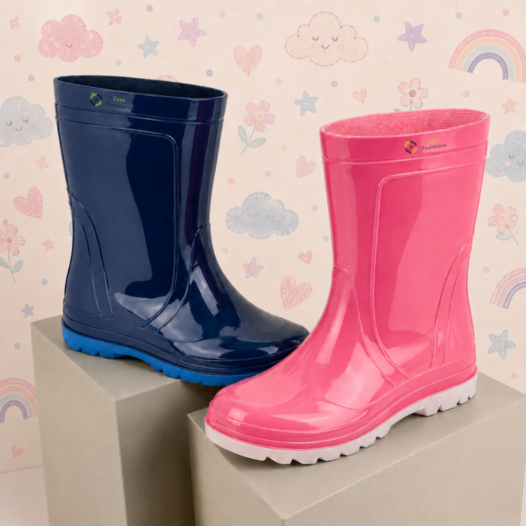 Bota Infantil Galocha Impermeável Borracha Pvc Cano Médio
