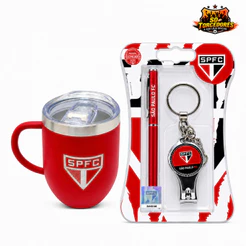 Kit Presente Oficial São Paulo FC Caneca Térmica 350ml + Caneta + Chaveiro Multifuncional SPFC