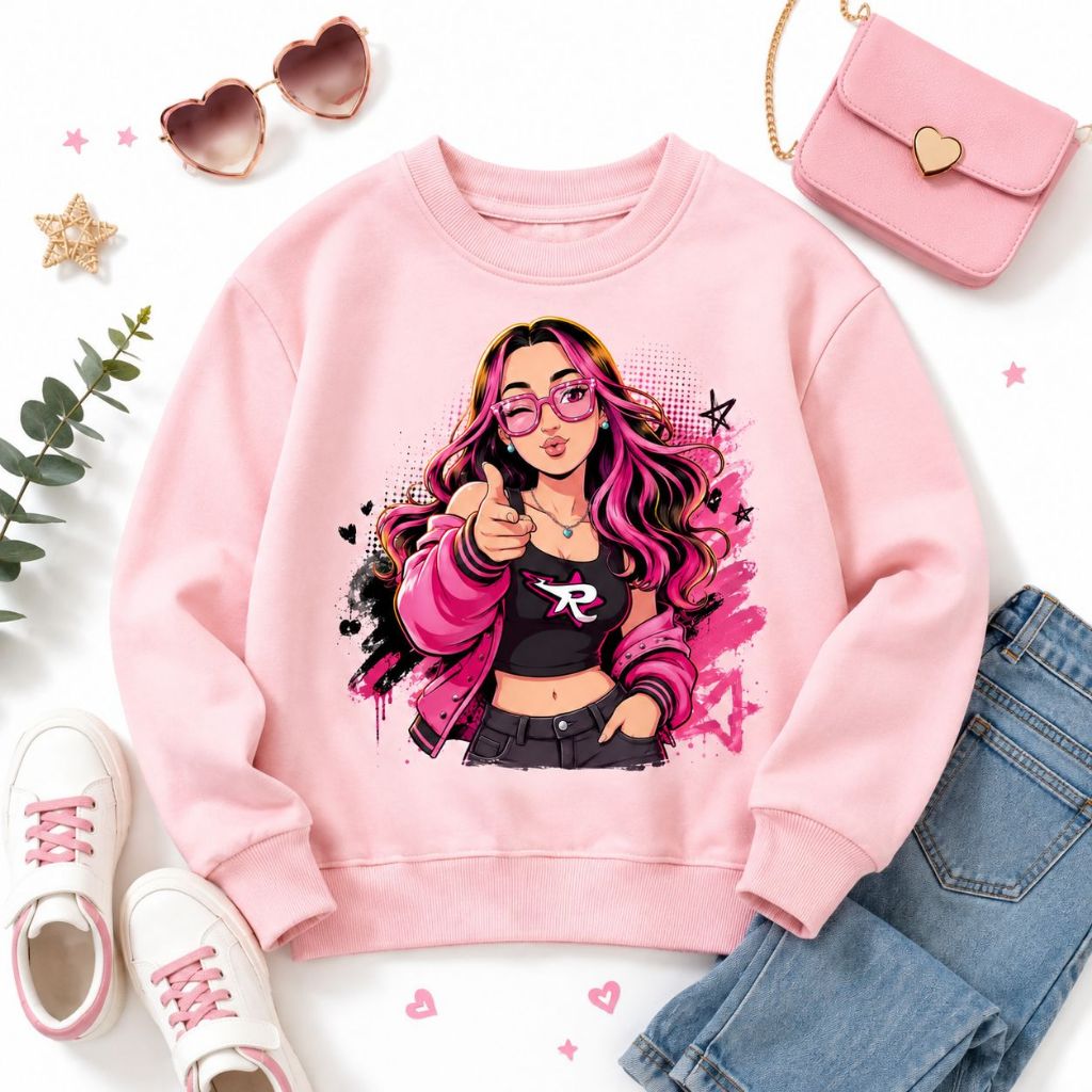 Blusa De Moletom Emilly Vick Grupo Dos Rosa Tamanho  2 ao 16