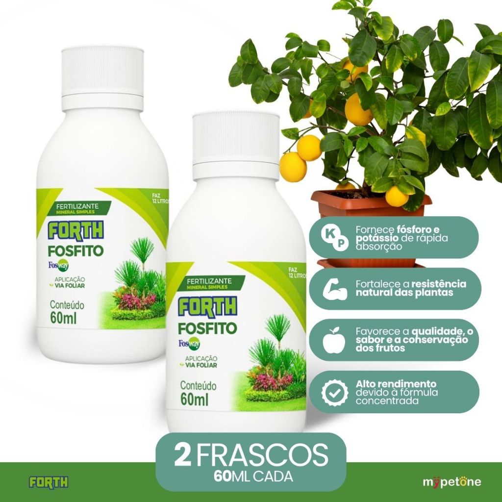Kit 2 Fertilizante Forth Fosfito de Potássio Fosway 60ml Concentrado