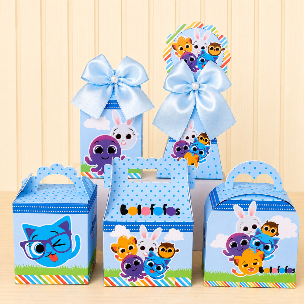 Kit Festa Bolofos Pegue e Monte Caixinhas Personalizadas Lembrancinhas para Festa Infantil aniversário