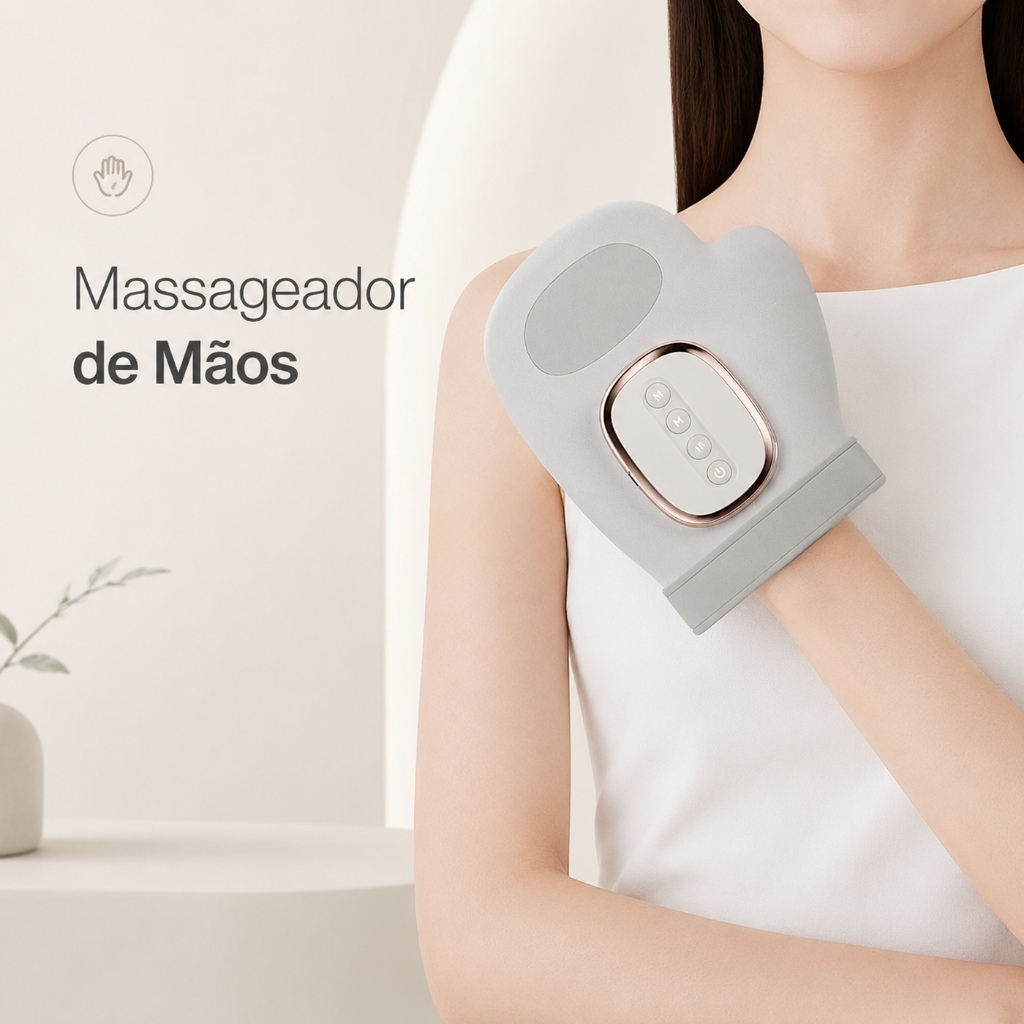 Massageador de Mãos Inteligente com Aquecimento e Compressão de Ar para Dedos e Palma, Relaxamento