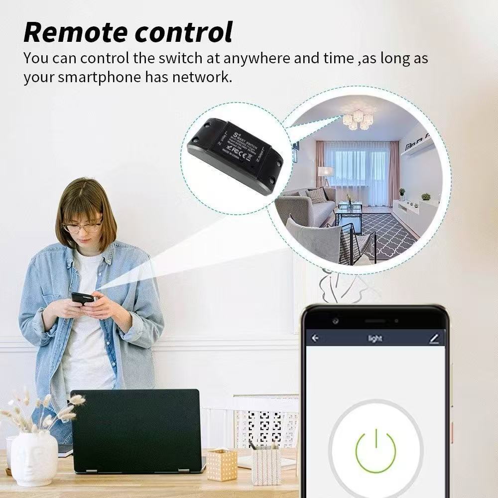 WiFi Interruptor Inteligente para Casa, Controle Sem Fio, Relé Disjuntor, Controle Remoto por Voz, Suporte Alexa,10A