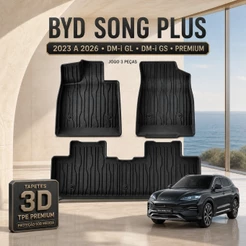 Jogo De Tapetes Com 3 Peças Premium Bandeja Borda Alta Borracha Tpe 3D Para Byd Song Plus 2023-2026