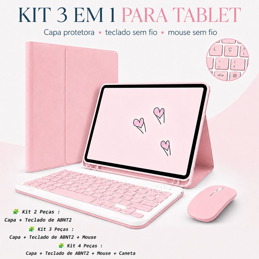 Capa Para iPad 11th (A16) 11"/10th 10.9"/ Air 11"/9ª/8ª Com Teclado Magnético AB