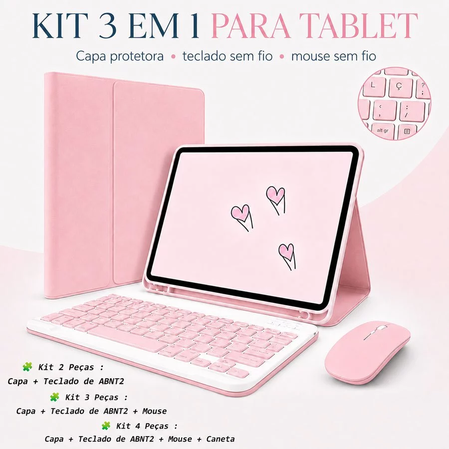 Capa Para iPad 11th (A16) 11"/10th 10.9"/ Air 11"/9ª/8ª Com Teclado Magnético ABNT2 Bluetooth (Com Ç) E Mouse Sem Fio
