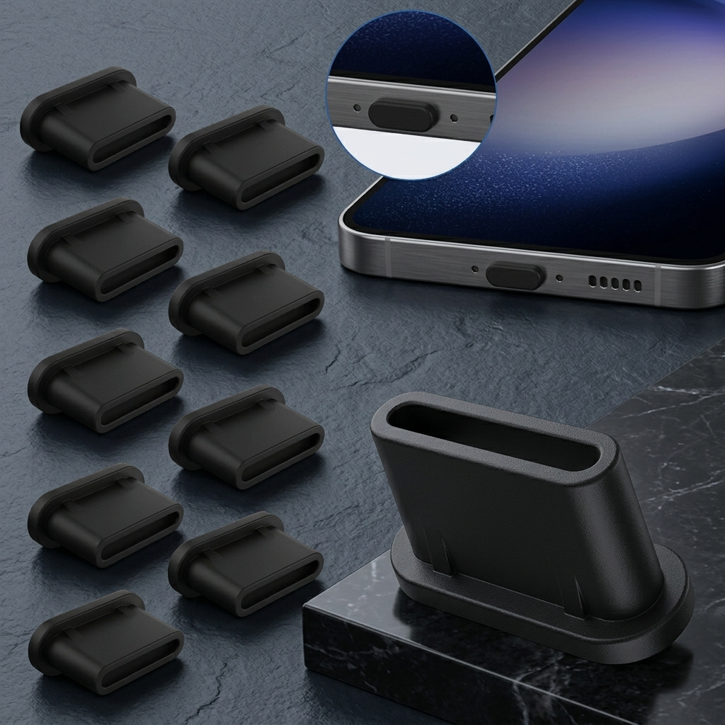 Kit 10 Plug Tampa Anti Poeira Sujeira Para Entrada USB Tipo C Protetor Celular Kindle Discreto Preto