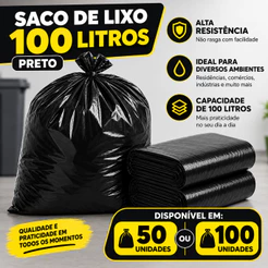 Saco de Lixo 100litros Pacote com 100 ou 50Unidades