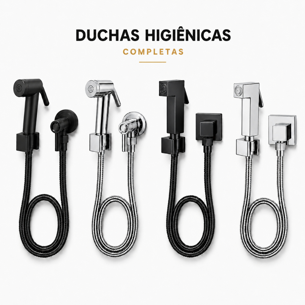 Ducha Higiênica Quadrada Preto Fosco - Ducha Higiênica Cromada Abs - Ducha Higiênica Preto Fosco Abs Lavabo Chuveirinho