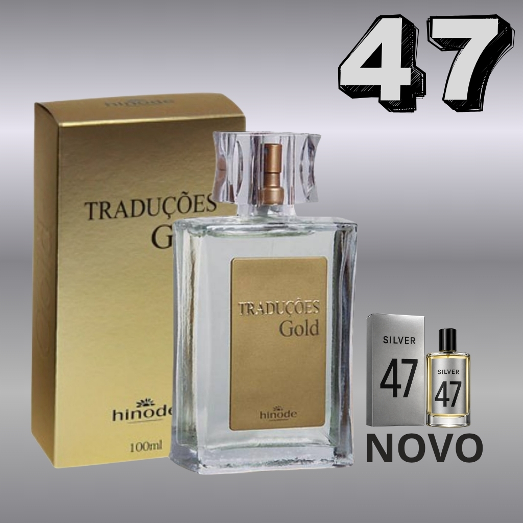 Perfume Masculino Traduções Gold Nº47 Hinode 100ml / 50ml - Silver - Amadeirado - Nova embalagem Alternativa