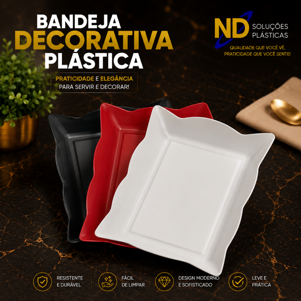 Kit 5, 10 ou 20 Bandeja Quadrada Decorativa 600ml 23x17cm Reutilizável Para Churrasco Petiscos Frios Festas petisco
