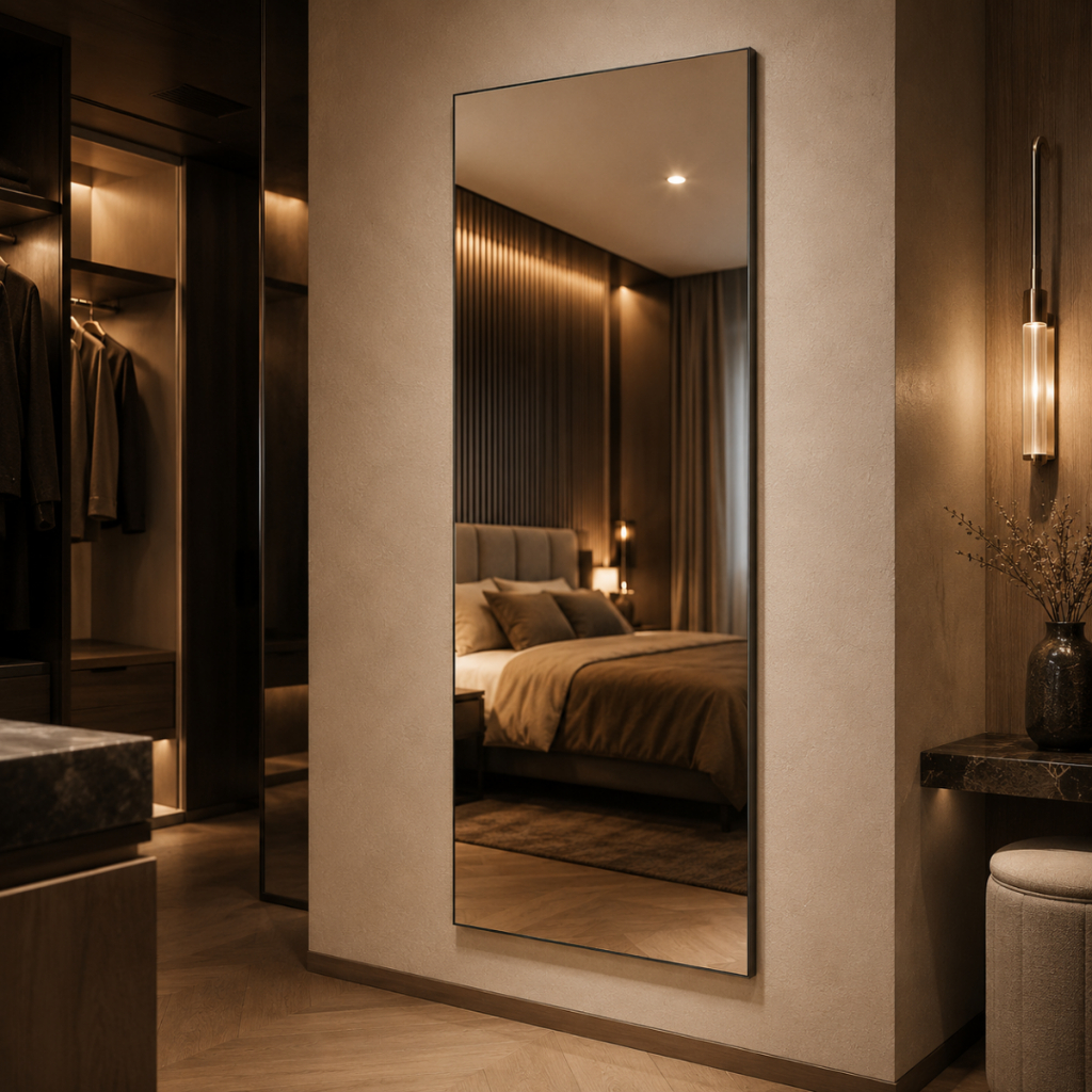 Espelho Mirano Lisboa 100x40cm Lapidado Grande Moderno Banheiro Lavabo Quarto Parede Decorativo Luxo