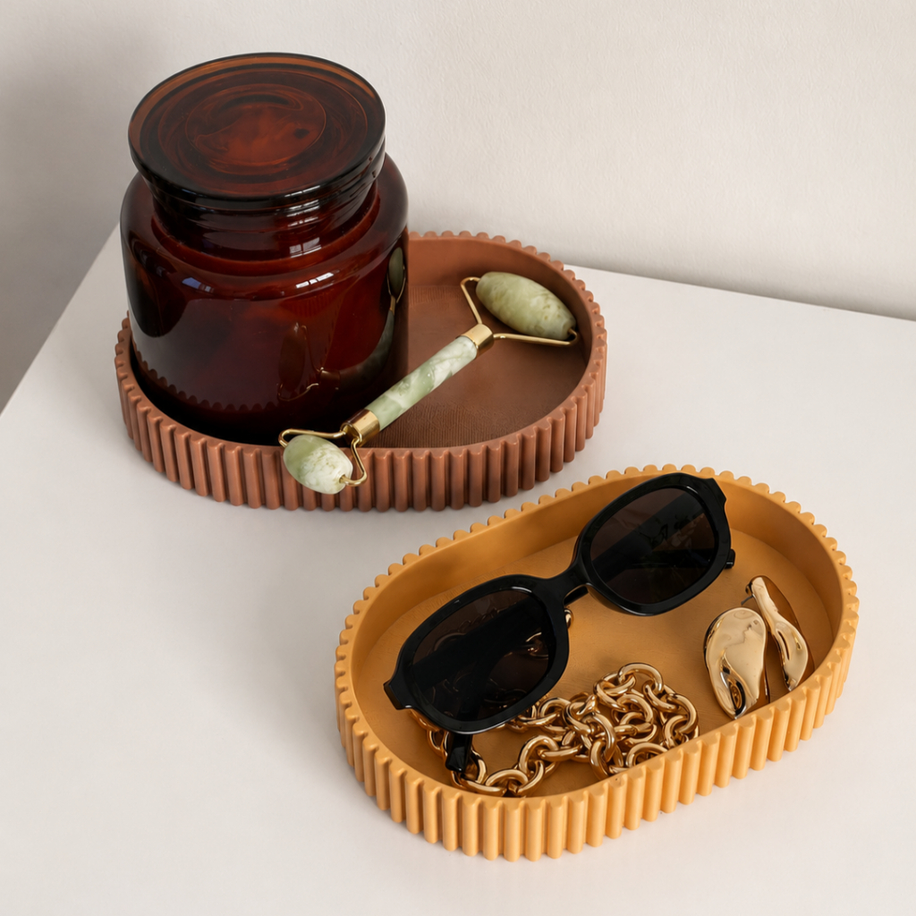 Bandeja Oval Canelada | Porta Joias, Maquiagem, Perfumes, Banheiro e Lavabo
