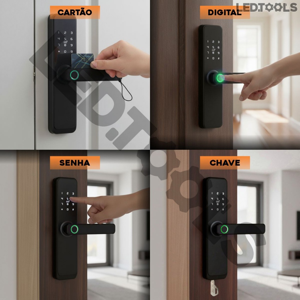 Fechadura Eletrônica Digital 5 em 1 Com Biometria, Bluetooth, Senha Touch, Chave e Tag · foto 2