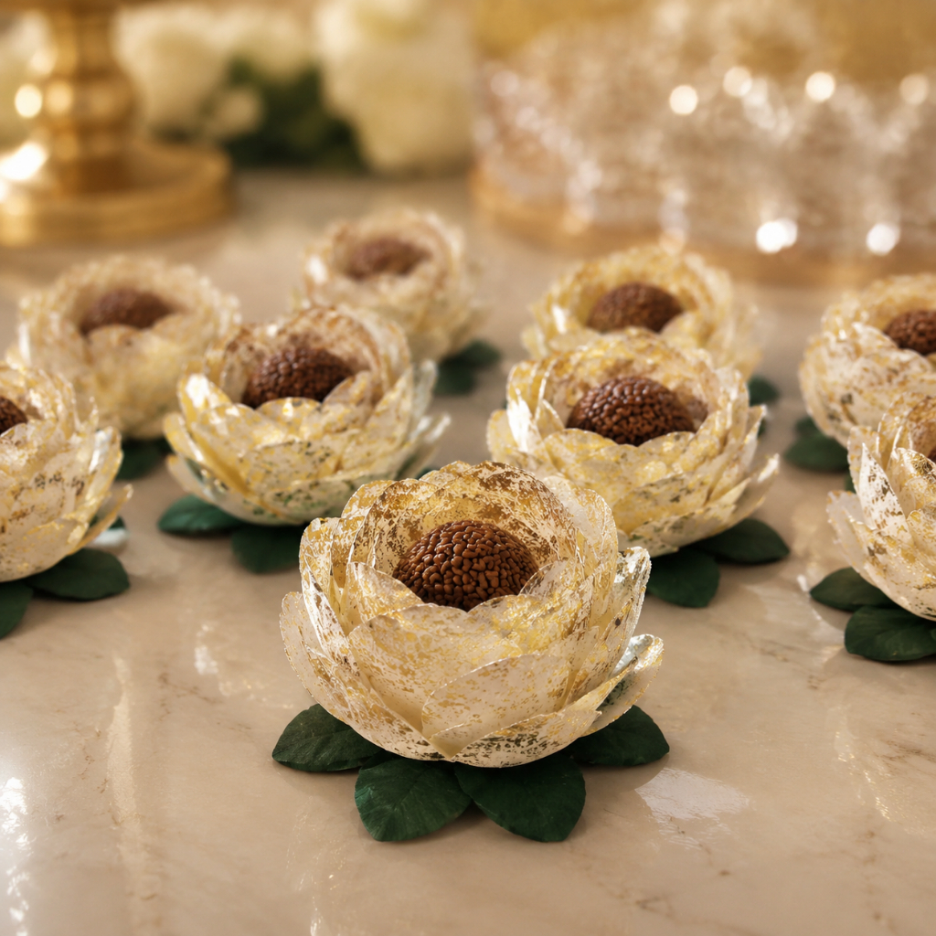 24 Forminhas Beauty Ouro Luxo Casamento Festa Aniversario Cor Ouro Lullifest