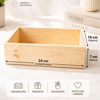 kit 2 Caixas organizadora de Madeira, Presentes, Cesta de cafe da manha, Artesanato, Multiuso