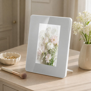 Porta retrato com espelho mágico com luz de led retangular espelhado TG
