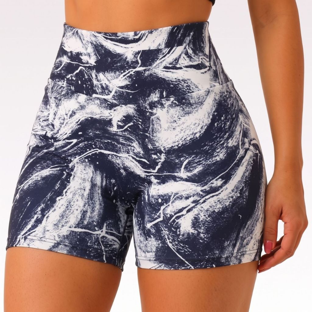 Short Fitness Grosso Estampado Cintura Alta Zero Transparencia Academia Feminino