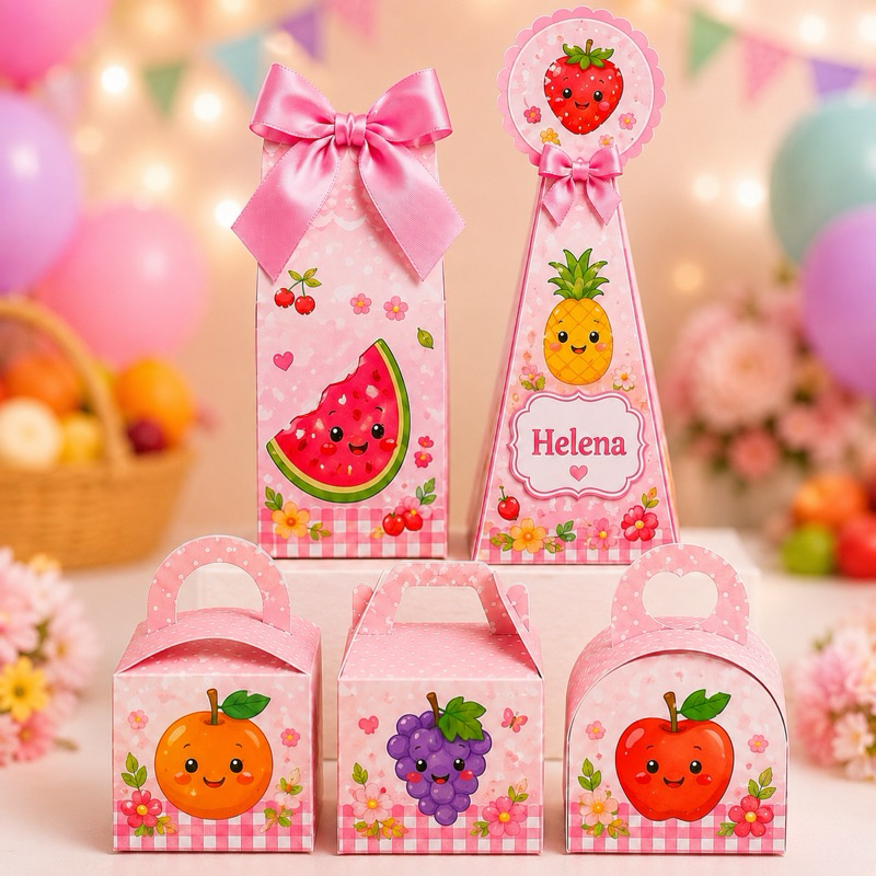 Caixinhas Personalizadas Frutas Frutinhas para lembrancinha de festa, aniversário, mesversario.