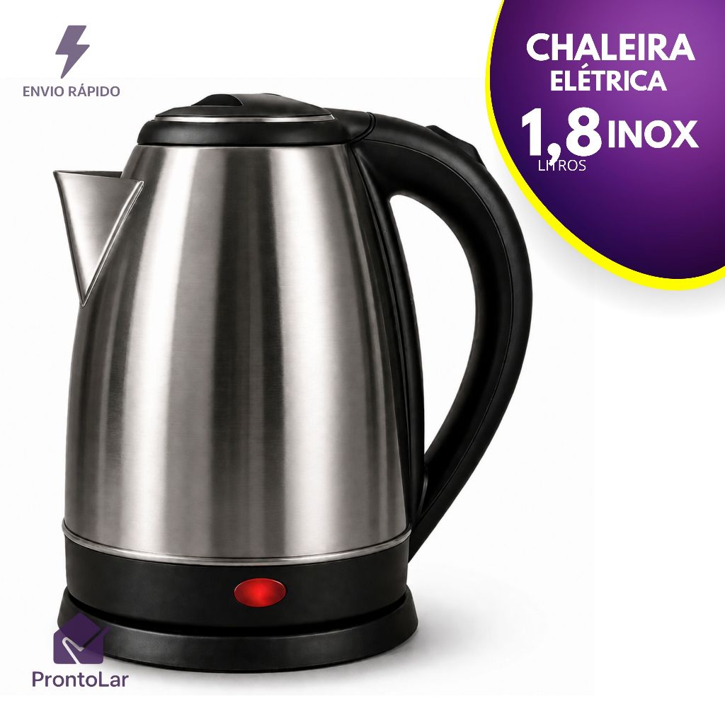 Chaleira Elétrica Inox 1,8 Litros 127V Jarra Térmica Desligamento Automático Ferve Água Rápido