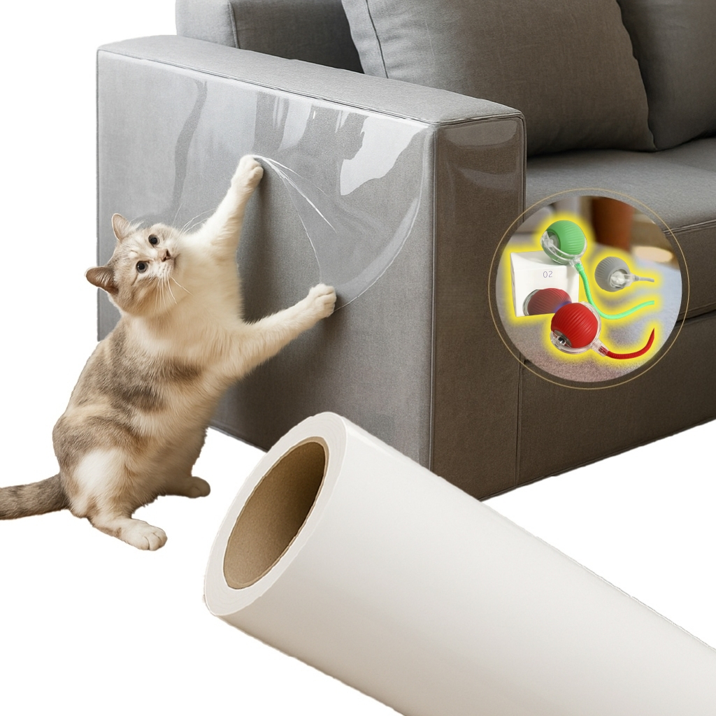 30X300cm Protetor De Sofá Móveis Adesivo Gatos Pets Anti-arranhão Arranhador Transparente + BRINDE