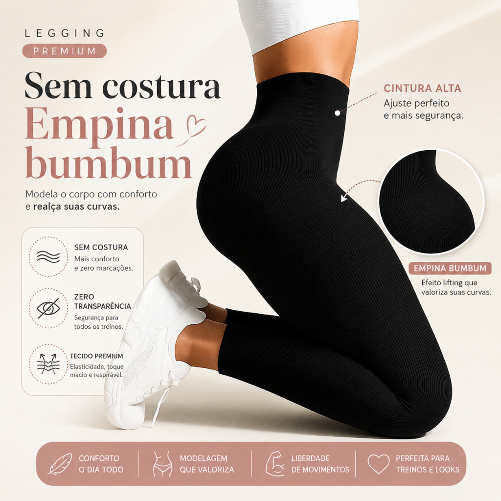 Calça Femina Leggings Canelada Importada Premium Zero Transparência