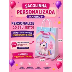 Sacolinha Personalizada Fazemos TODOS OS TEMAS | Festa Infantil Lembrancinha e Mimos