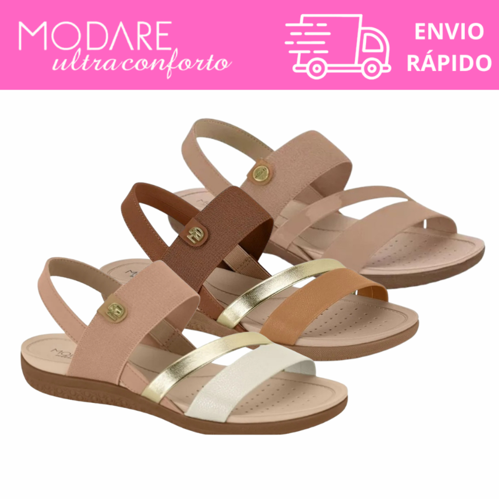 Sandália Modare Feminina Anatômica Tiras Calce Fácil Ultraconforto Confortável Leve Macia Original 7125.233