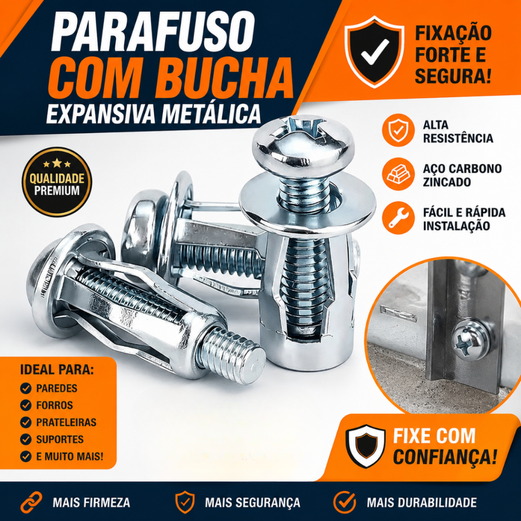Rebite Grampo Parafuso de Expansão Metal Philips Uso Geral Kits