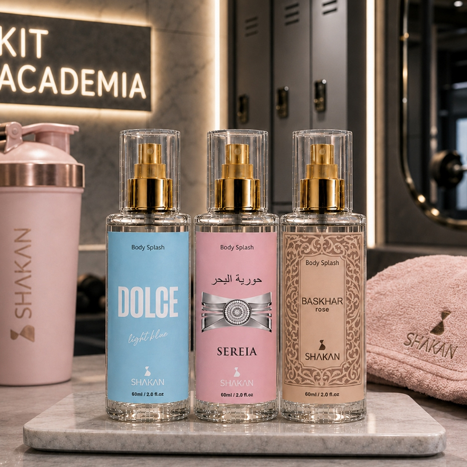 Kit Perfume Feminino Academia 3 Body Splash 60ml Shakan Fragrância Feminina Fitness Cheirosa Presente Mulher