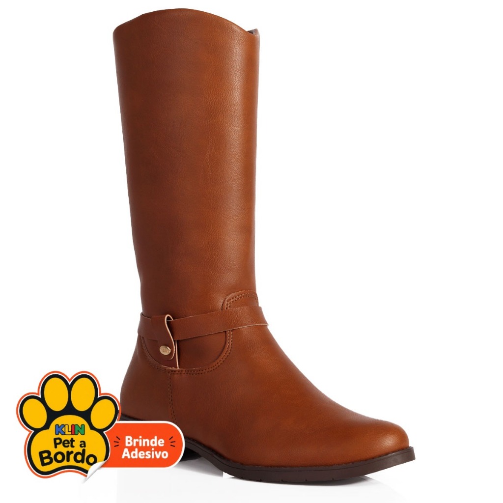 Bota Infantil Montaria Menina Klin Atena Cano Alto Anatômica Caramelo