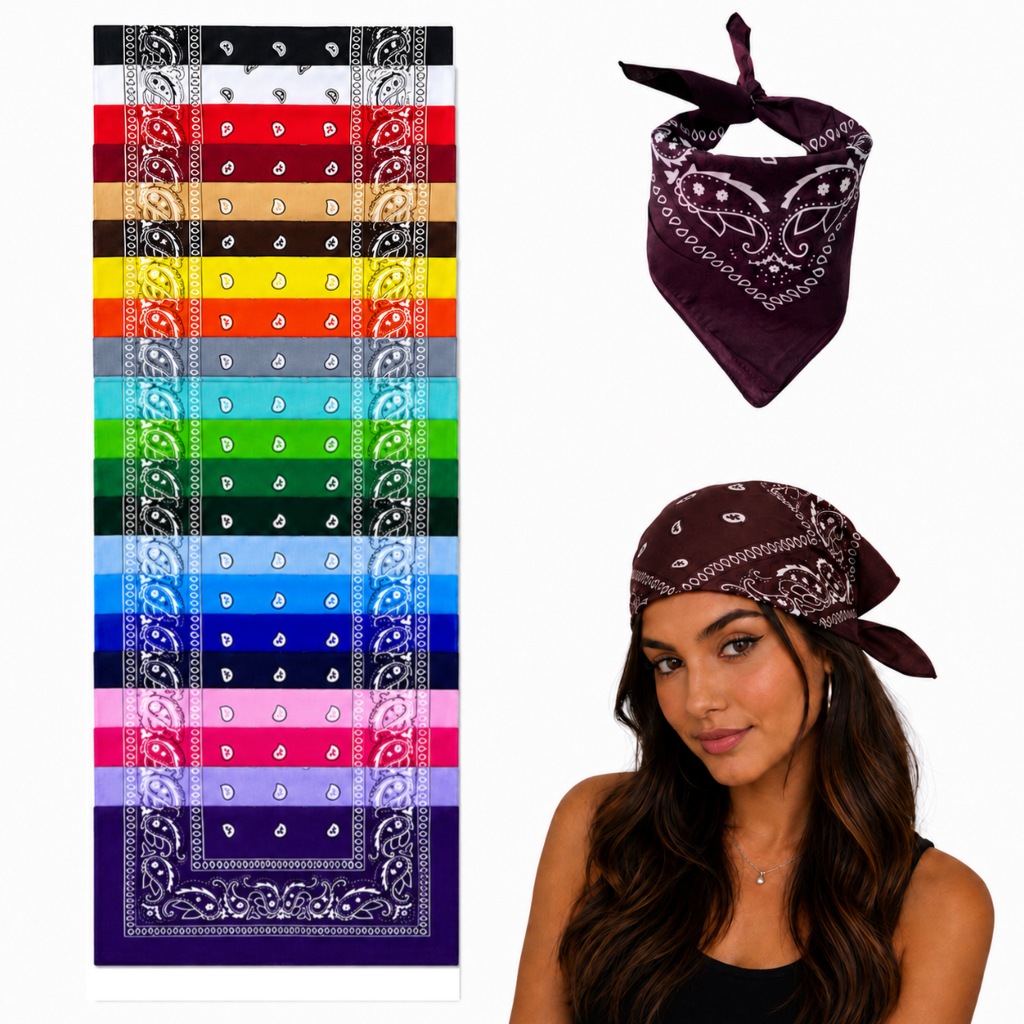 Bandana Lenço Estampado Em Poliéster Várias Cores
