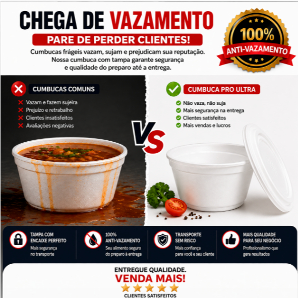 Cumbuca de Isopor com Tampa 500ml Kit 50,100 Unidades Térmica Descartável