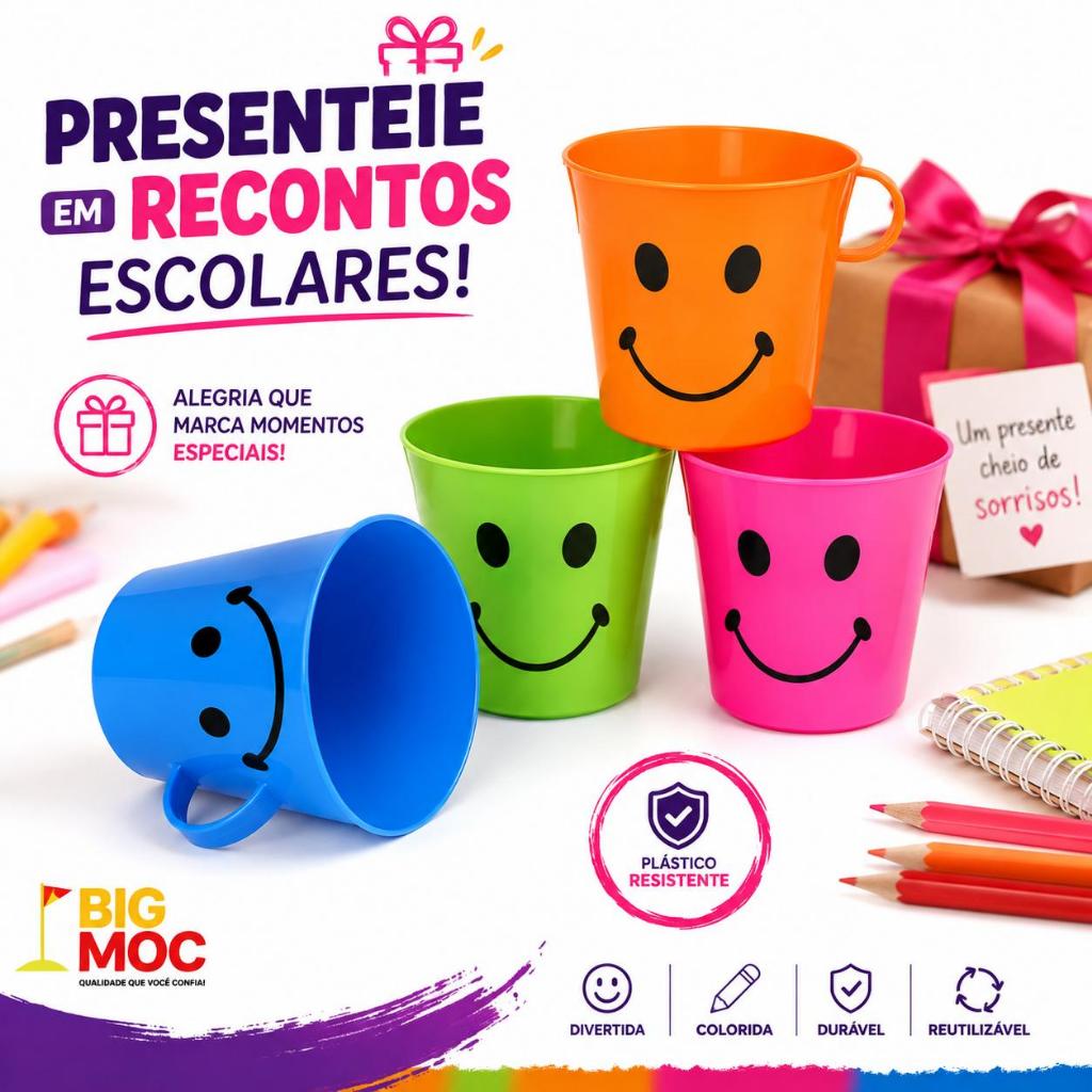 KIT CANECA COLORIDAS COM EMOJI- COM 4/8/12/16 e 20 UNIDADES