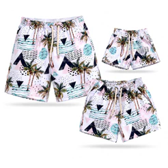 Conjunto kit 3 bermudas iguais família combinando pai mãe filho/filha moda praia criança pais shorts