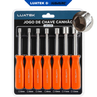 Kit Jogo de Chave Canhão LUATEK 7 Peças 5 6 7 8 10 11 12mm Chave Sextavada com Cabo LWJ-173
