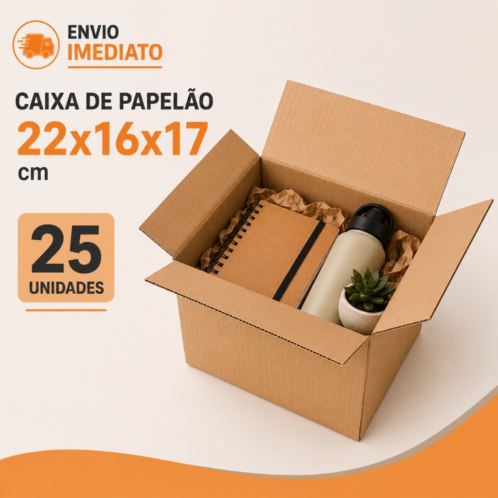 25 Caixas de Papelão E-commerce 22x16x17 cm