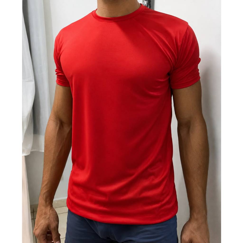 Camisa esportiva masculina de manga curta Basica tecido Dry Fit Camisa basica academia