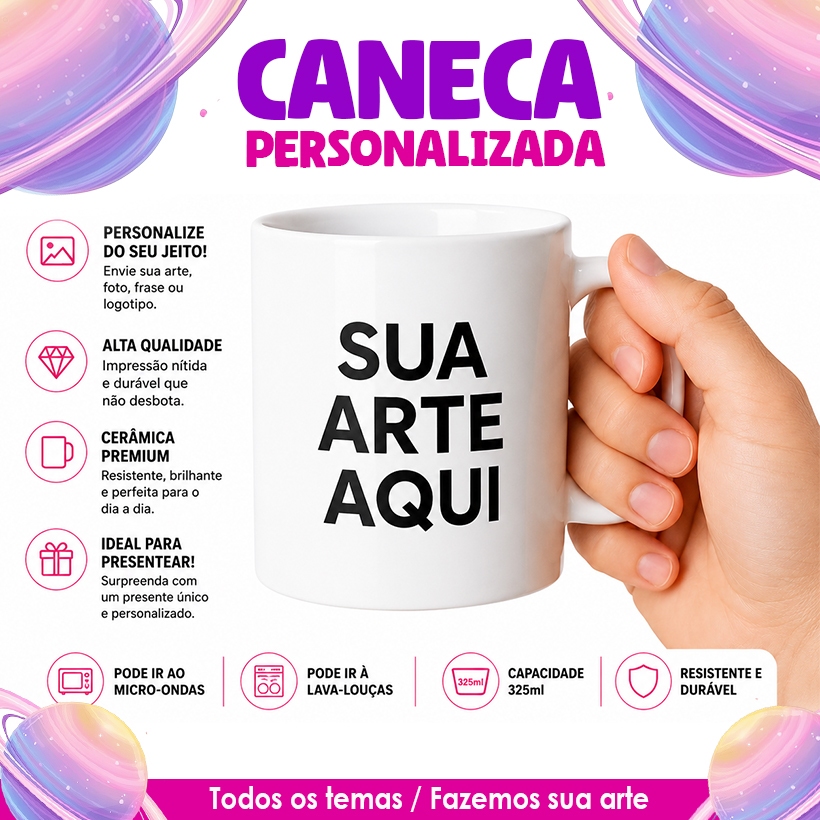 Caneca Personalizada Efeito - Escolha sua arte ou foto - ENVIO SUPER RAPIDO