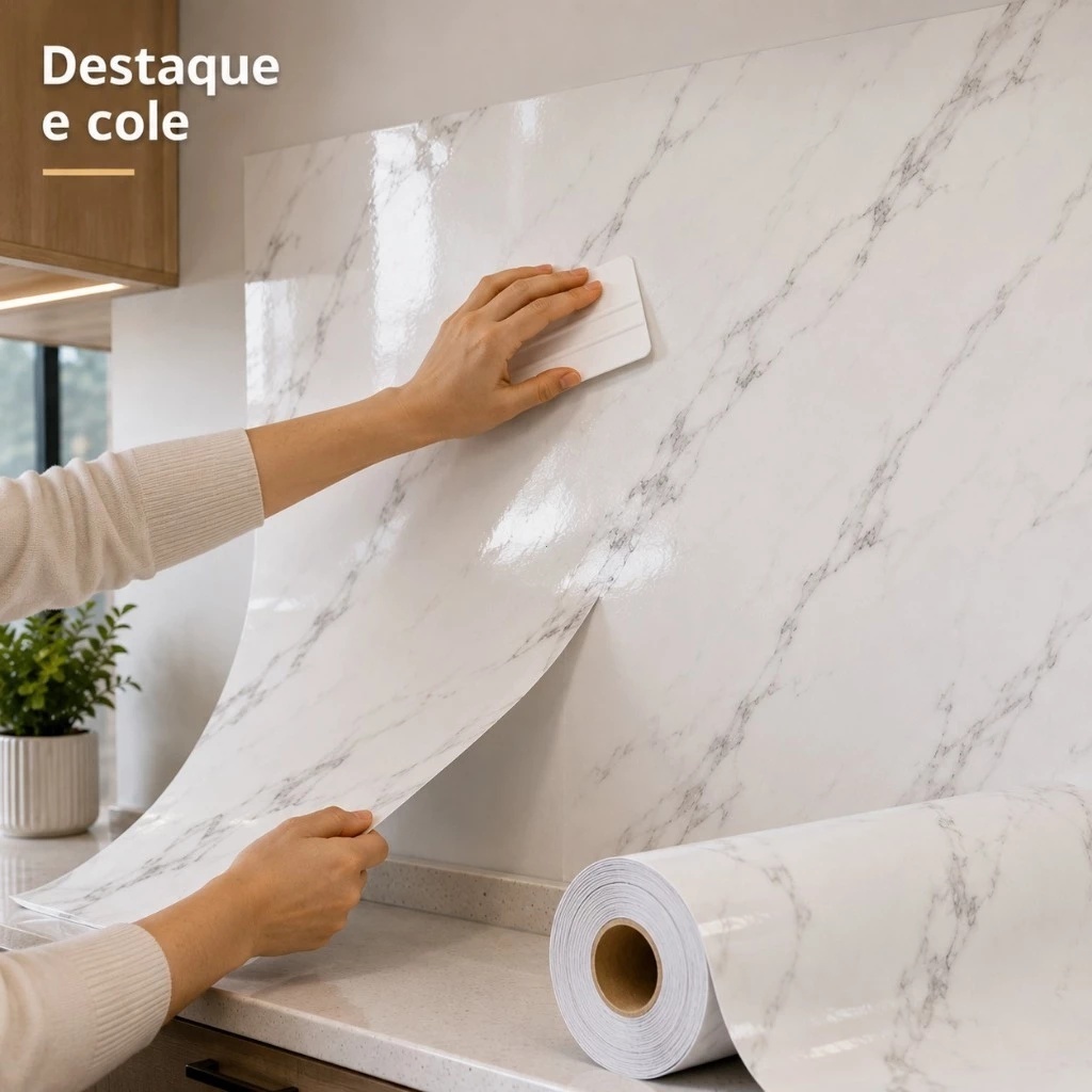 Adesivo de parede e piso com padrão de mármore 45cm*5m decoração de parede lavável e durável