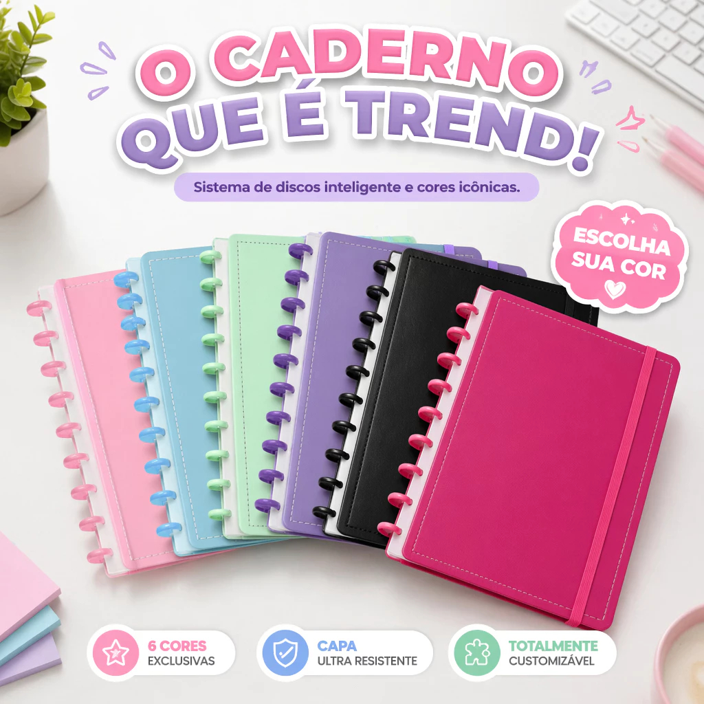 Caderno de Discos A5/B5 80 Folhas – Capa Lisa Minimalista, Ideal para Anotações