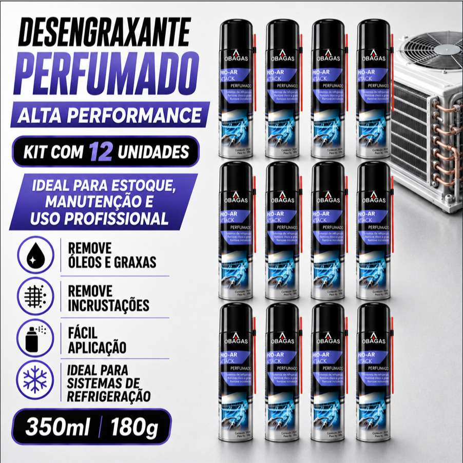 KIT 12 Desengraxante Perfumado Aromatizante Veicular e Ar Condicionado