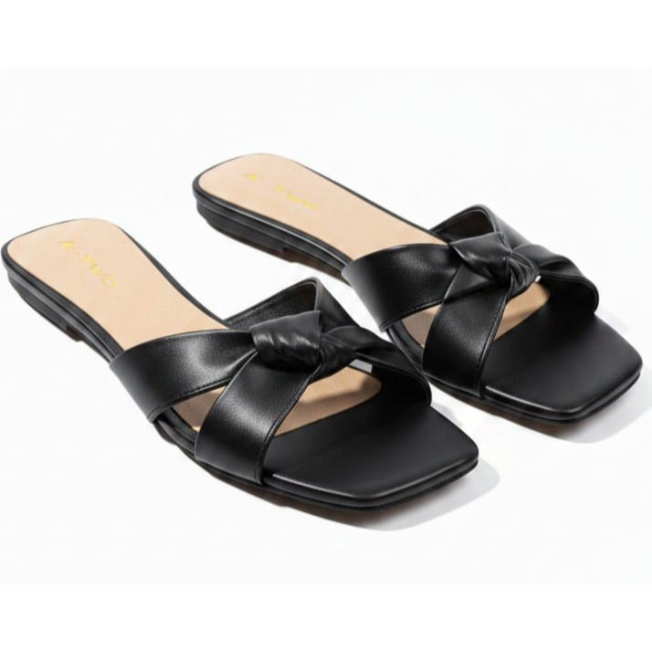 Sandália Rasteirinha Flat Nozão Feminina antiderrapante Leve Elegante Tendência, Rasteira Flat nó - Várias cores