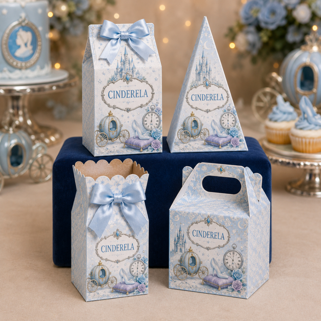 Kit Caixinhas Personalizadas Cinderela festa infantil Menina Lembrancinhas