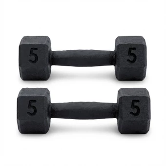 Par Halter Sextavado{2x5} Pintado Ferro Fundido 5kg Preto Academia