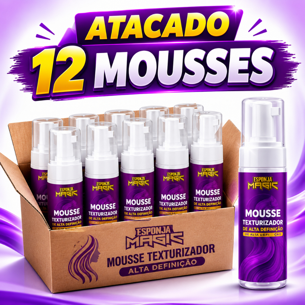 12 Mousse Braids 150ml Esponja Magic Para Tranças Box Braids Finalização e Controle de Frizz