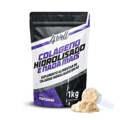 Colágeno Hidrolisado Bovino 4Well 1kg em Pó Sem Sabor Suplemento Alimentar Rende Mais